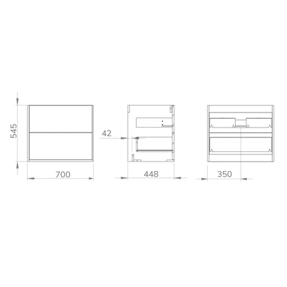 Optimus Noir 700mm Wall Hung Vanity Unit + Basin - Matt Black