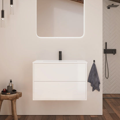 Optimus Noir Wall Hung Vanity Unit + Basin - Matt White - Select Size