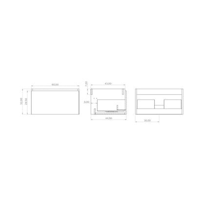 Casa Blanca Matt Grey 600mm Wall Hung Vanity Unit