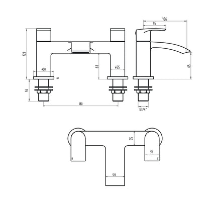 LEGACY Matt Black Deck Mounted Bath Filler