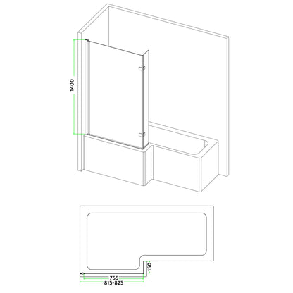 Legacy Black L Shape Bath Screen