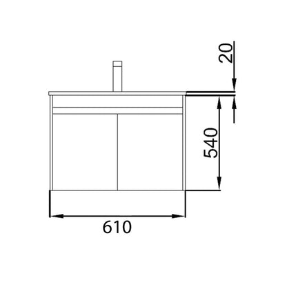 Noja 600mm Wall Hung Vanity Unit 2 Doors Gloss White + Basin