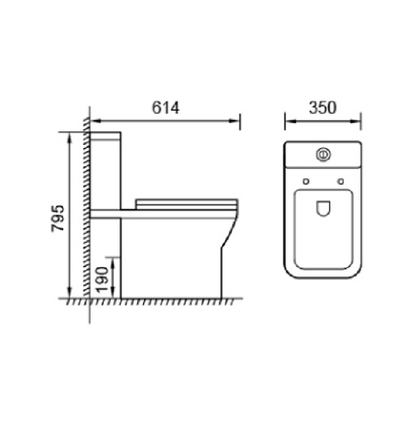 Pure Open Back Close Coupled Toilet with Soft Close Seat
