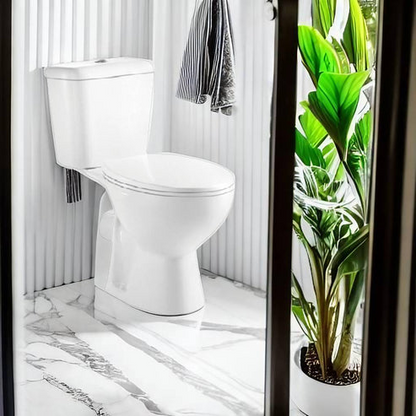Pure Open Back Round Close Coupled Toilet with Soft Close Seat