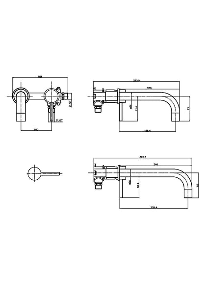 LEGACY Core Wall Mounted Basin Tap Gunmetal