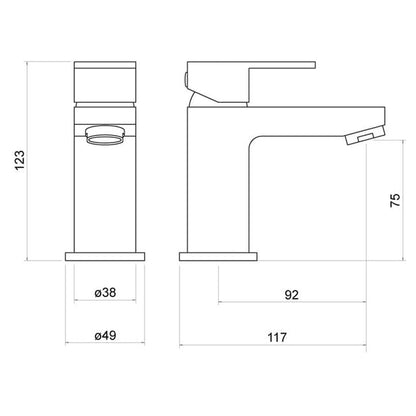 Optim Noir Matt Black Mini Mono Basin Mixer