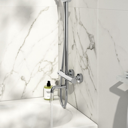 Nile Chrome Exposed Round Rigid Riser Shower Set