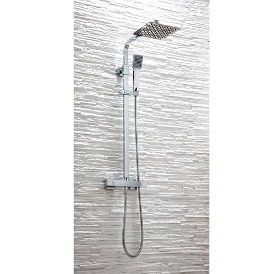 Nile Chrome Square Exposed Rigid Riser Shower