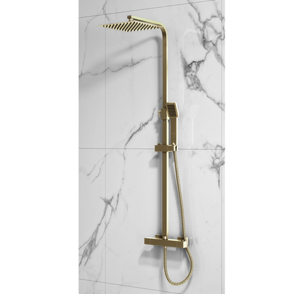 Haven Square Exposed Rigid Riser Shower Brushed Brass