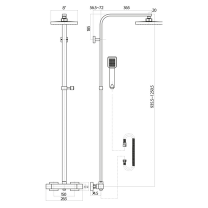 Haven Square Exposed Rigid Riser Shower Brushed Brass