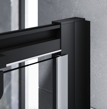 NILE Black Pivot Hinge Shower Enclosure 6mm Glass Reversible Cubicle Door 760mm