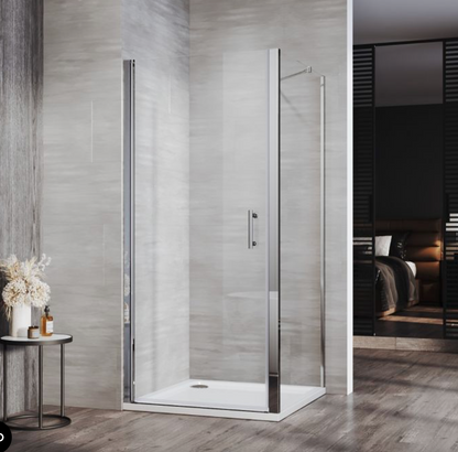 NILE Frameless Pivot Hinged Shower Enclosure 6mm Tempered Glass 700mm x 700mm