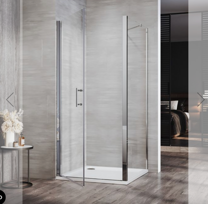NILE Frameless Pivot Hinged Shower Enclosure 6mm Tempered Glass 700mm x 700mm