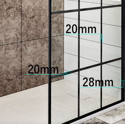NILE Matt Black Walk in Wet Room Shower Enclosure Shower Screen Panel 1700mm x 800mm x 1850mm