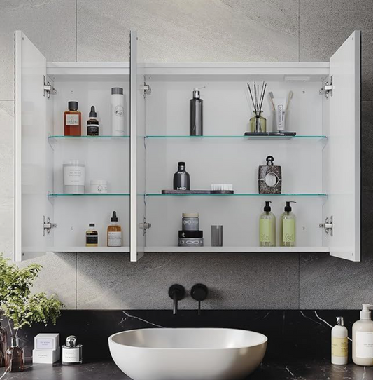 NILE 600mm x 900mm LED Bathroom Mirror Cabinet with Shaver Socket and Demister