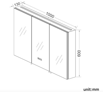 NILE Bathroom Mirror Cabinet with Shaver Socket 1000mm x 600mm