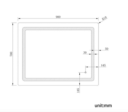 NILE  900mm X 700mm Wall Hung Bathroom Illuminated LED Mirror | Shaver Socket | Demister