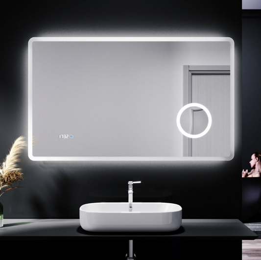 NILE 1000mm x 600mm Anti-foggy Back-lit LED Illuminated Bathroom Mirror with Shaver Socket & 3x Magnifying Feature