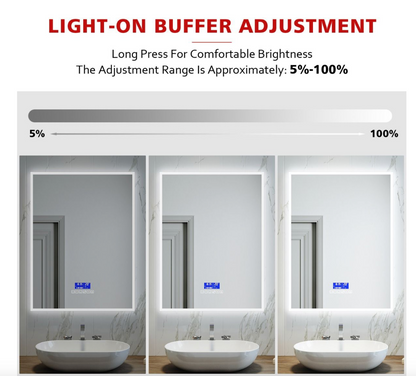 NILE 800mmx600mm Bluetooth Bathroom Mirror with Shaver Socket, Wall Mounted Vanity Mirror with Demister Pad
