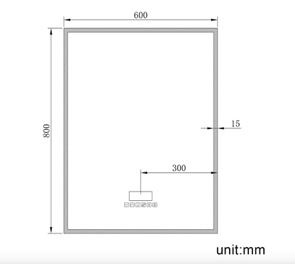 NILE 800mmx600mm Bluetooth Bathroom Mirror with Shaver Socket, Wall Mounted Vanity Mirror with Demister Pad