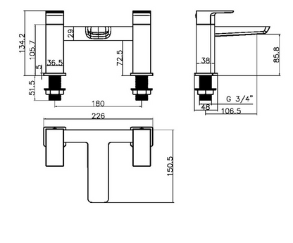 Muro Brushed Brass Bath Filler