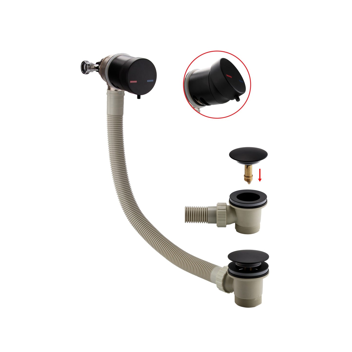LEGACY Bath Filler Overflow with Click Clack Waste Matte Black