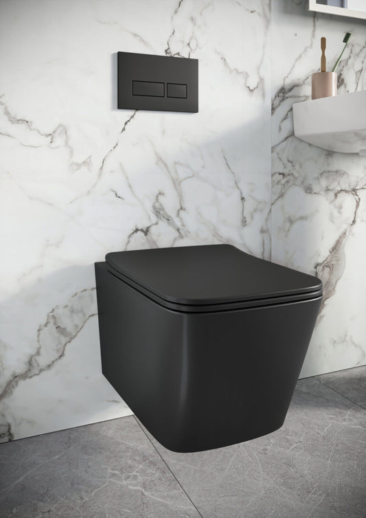 Riviera Square Wall Hung WC - Matt Black