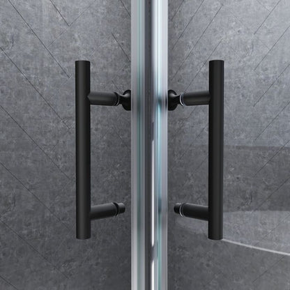 NILE 760 x 800mm Black Framed Sliding Corner Entry Shower Enclosure Shower Cubicle