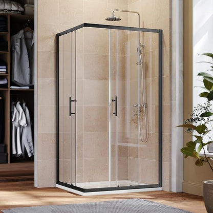 NILE 800 x 800mm Black Corner Entry Shower Enclosure Sliding Shower Cubicle