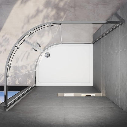 NILE Reversible Left/Right 900x800mm Quadrant/Offset Shower Enclosure 6mm Tempered Glass Safety Sliding Door Shower Cubicle