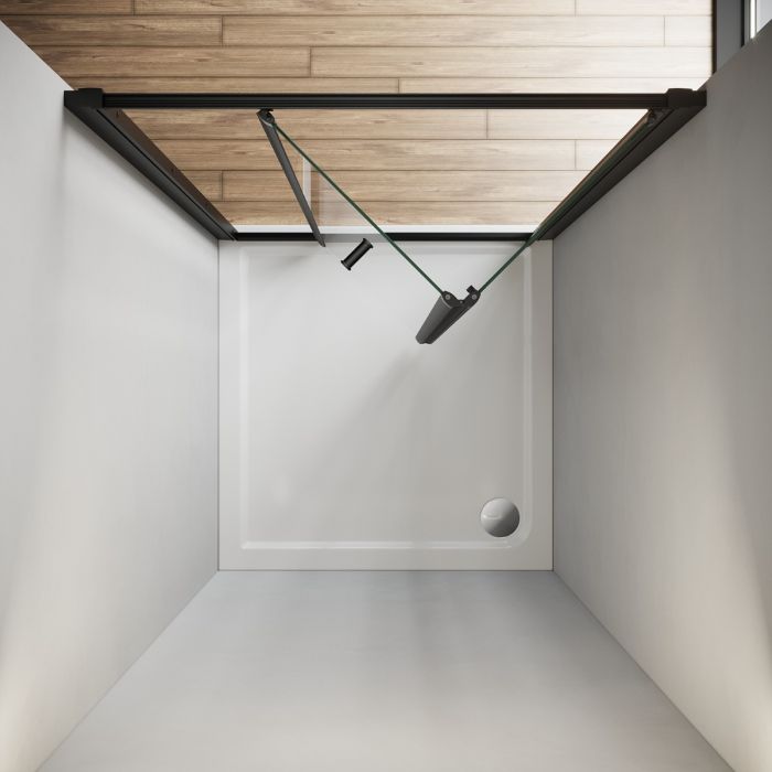 NILE 860mm Black Bi-Fold Shower Door Enclosure Glass Reversible Folding Cubicle