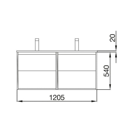 Noja 1200mm Wall Hung Vanity Unit 4 Drawers Matt Grey + Basin