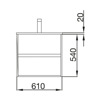 Noja 600mm Wall Hung Vanity Unit 2 Drawer Matt Grey + Basin