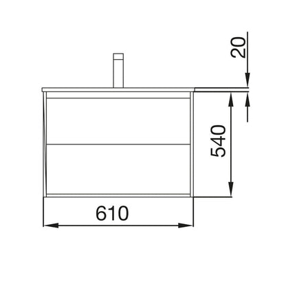 Noja 600mm Wall Hung Vanity Unit 1 Drawer 1 Space White Gloss + Basin