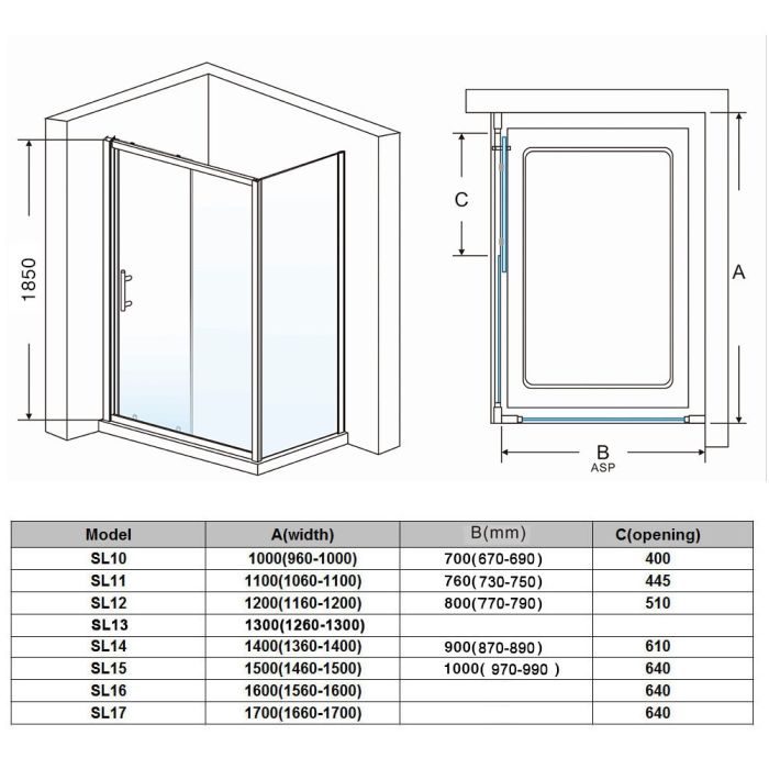 NILE 1300 x 800 Rectangular Shower Enclosure  Shower Cubicle -