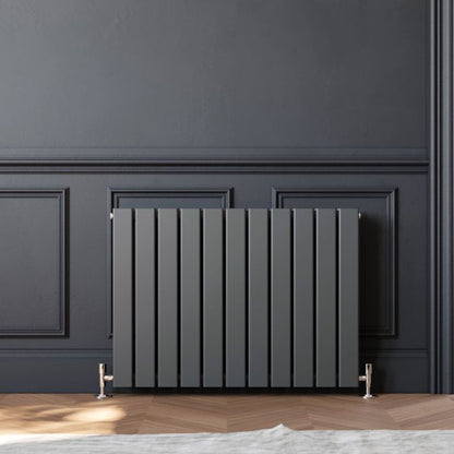 NILE 600 x 836mm Anthracite Double Flat Panel Horizontal Designer Grey Column Radiators