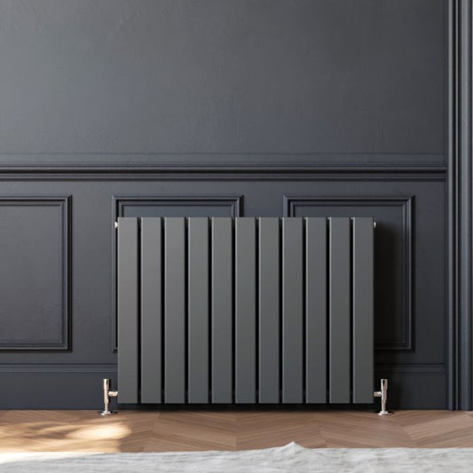 NILE 600 x 836mm Anthracite Double Flat Panel Horizontal Designer Grey Column Radiators