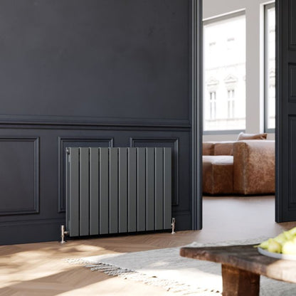 NILE 600 x 836mm Anthracite Double Flat Panel Horizontal Designer Grey Column Radiators