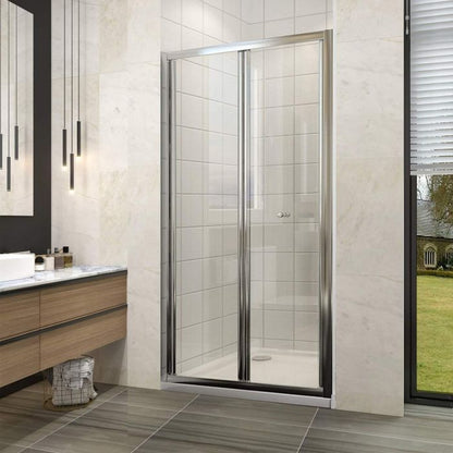 NILE 800mm Framed Bifold Shower Door 5mm Tempered Glass Shower Screen