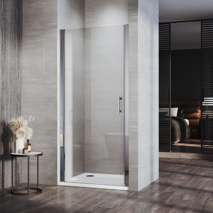 NILE 900mm Frameless Pivot Hinged Shower Door 6mm Tempered Glass Swing Door