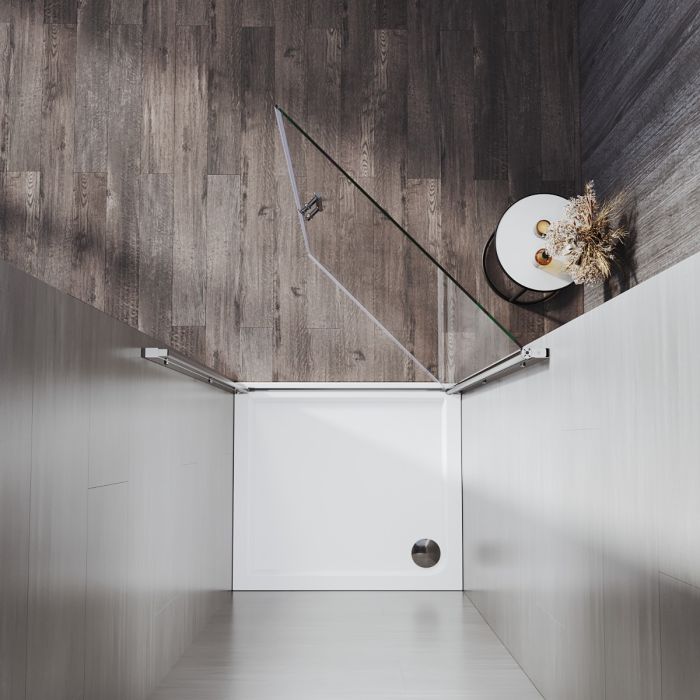 NILE 900mm Frameless Pivot Hinged Shower Door 6mm Tempered Glass Swing Door