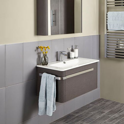 Linen Textured Grey 800mm Wall Mounted Vanity Unit with Basin