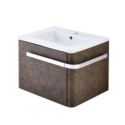 Linen Textured Rust Brown 600mm Wall Mounted Vanity Unit with Basin