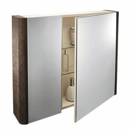 Linen Textured Rust Brown Finish 800mm Mirror Wall Storage Cabinet