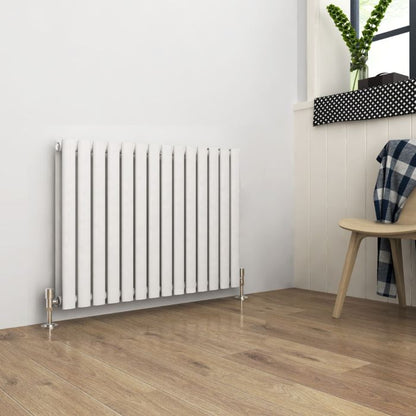 NILE 600 x 830mm Double White Modern Design Oval Panel Horizontal Radiator
