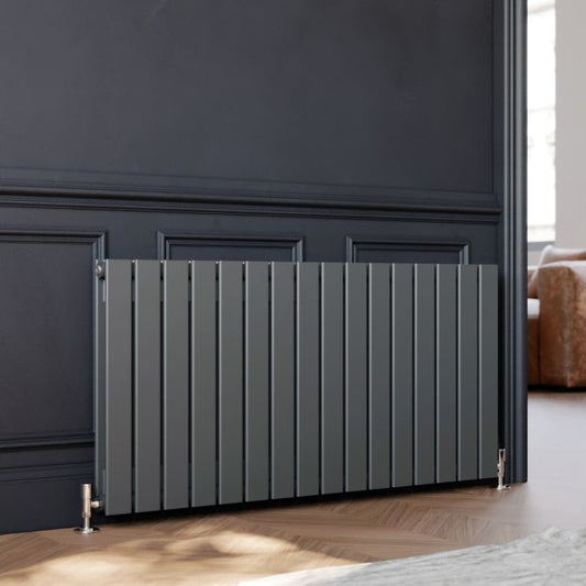 NILE 600x1216mm Anthracite Double Flat Panel Horizontal Designer Grey Column Radiators