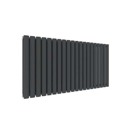 NILE 600x1190mm Double Anthracite Modern Design Grey Oval Panel Horizontal Radiator