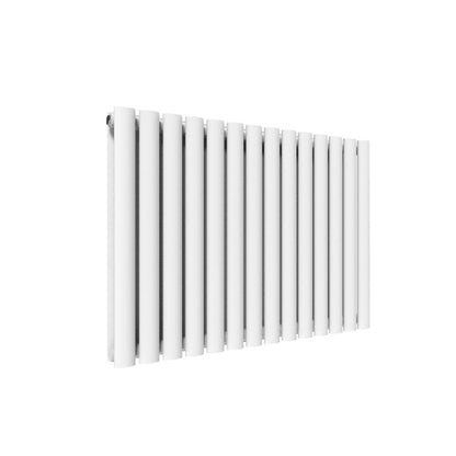 NILE 600 x 830mm Double White Modern Design Oval Panel Horizontal Radiator