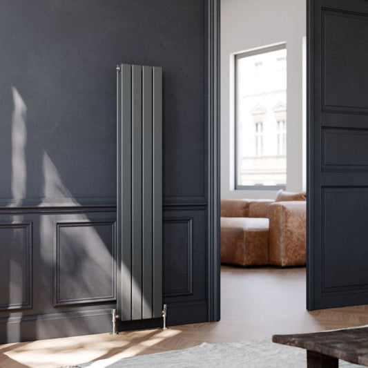 NILE 1600 x300mm Vertical Designer Double Anthracite Flat Panel Grey Column Radiator