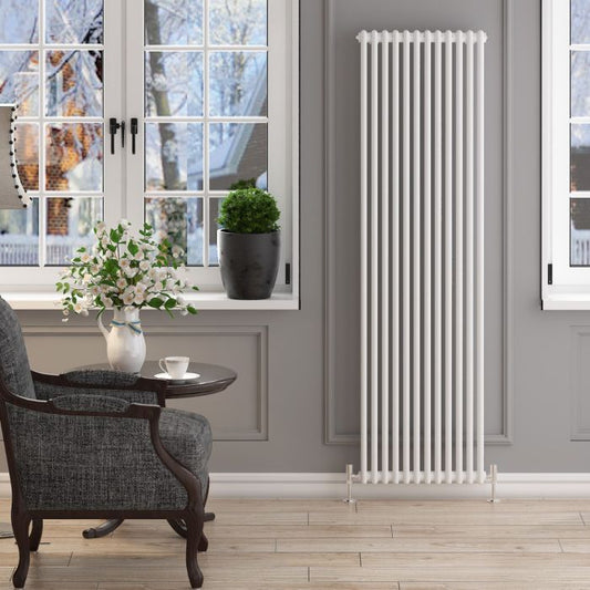 NILE 1800x554mm Vertical White Traditional Cast Iron Style 2 Column Radiator